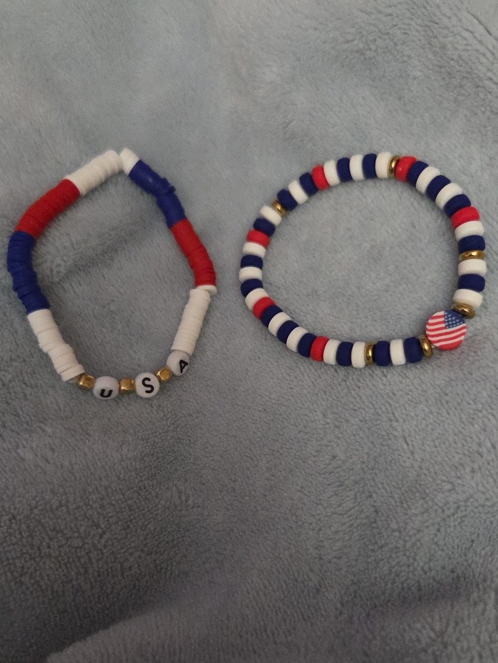 Bracelets Red White Blue Beaded 2 Piece Set NWOT